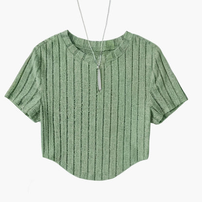 Damen Kurzarm-Ripptop im Casual-Look – Perfekt für Freizeit und Alltag
