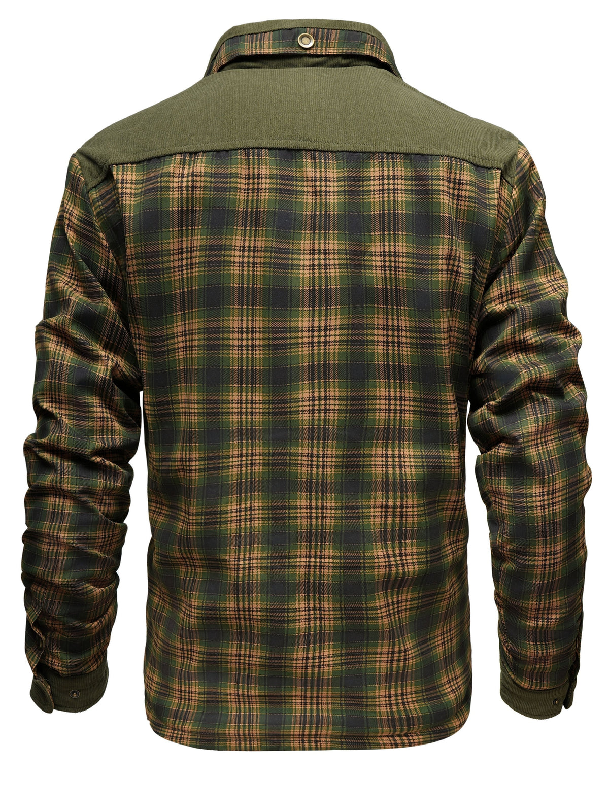 Herren Hemdjacke Grün Kariert mit Sherpa-Futter und Cord-Details