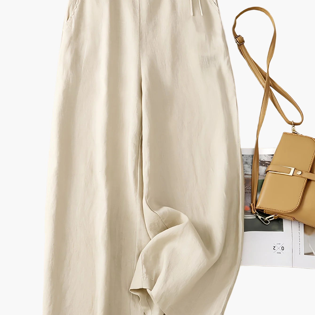 Damen Elegante Weite Freizeithose mit Bindegürtel – Lockerer Business & Alltagsstil