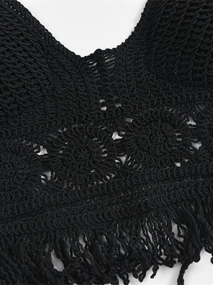 Damen Boho Häkel-Bralette Haltertop für Festivals und Strand