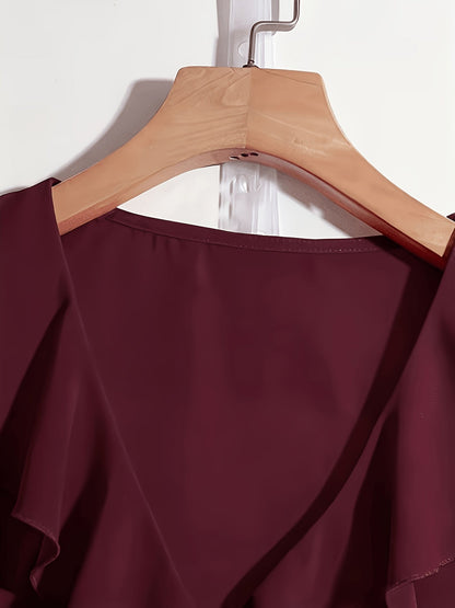 Damen Volant-Bluse mit Rüschen und Puffärmeln – Eleganter, femininer Stil für Büro & Freizeit