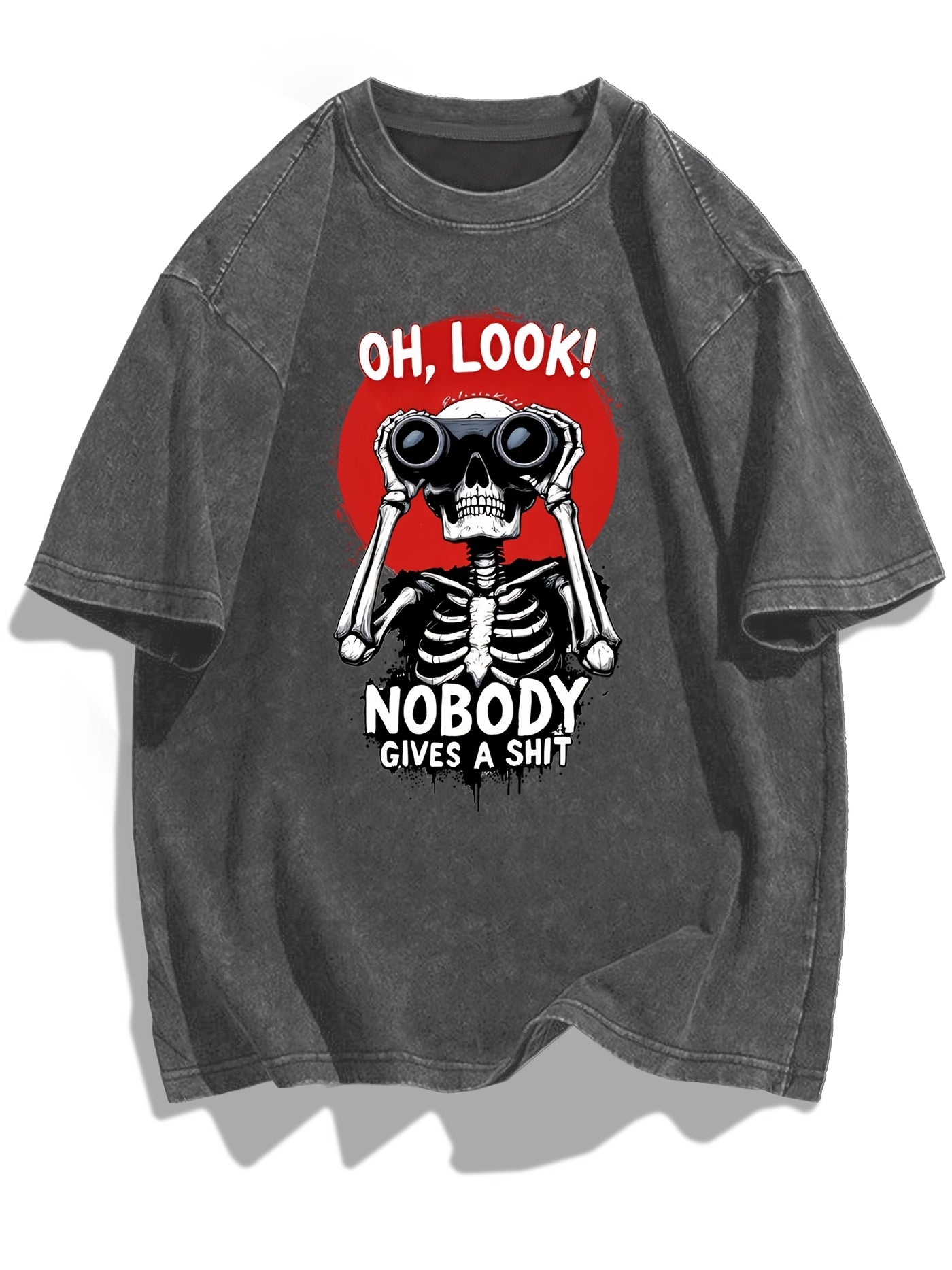 Herren Oversize Statement T-Shirt mit Skelett und lustigem Spruch – Streetwear Grafikshirt