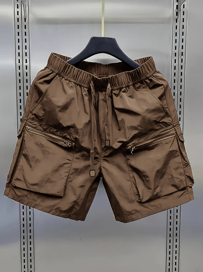 Herren Cargo Shorts mit großen Taschen und Zipper, lässiger Streetwear-Look