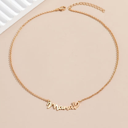 Damen Muttertagskette Mama Schriftzug mit Herz – Elegante Halskette als Geschenk für Mütter