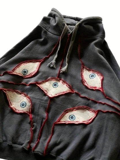 Unisex Hoodie mit Augen-Design, Oversize-Schnitt, verschiedene Farben