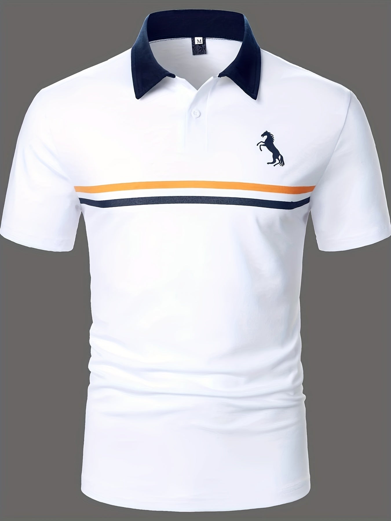 Herren Poloshirt mit Kontrastkragen und sportlichem Streifendesign