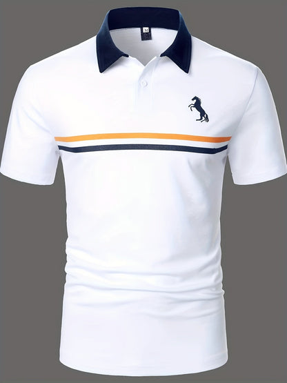 Herren Poloshirt mit Kontrastkragen und sportlichem Streifendesign