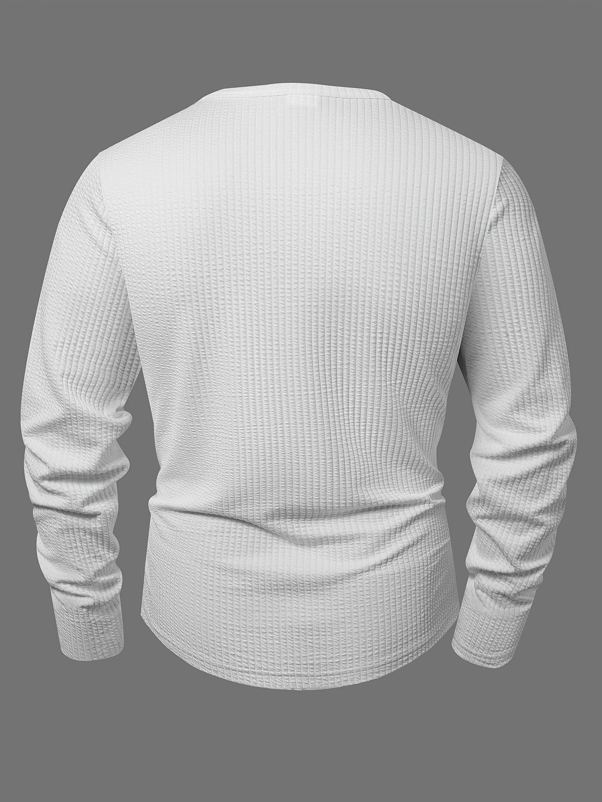 Herren Langarmshirt Gerippt Henley-Ausschnitt Locker Passform