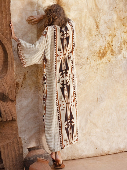 Damen Maxikleid mit Ethno-Muster – Bohemian Style für Urlaub & Strand