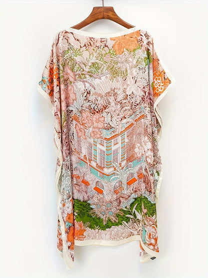 Damen Boho Strandkaftan mit Asymmetrischem Schnitt – Ideal für Urlaub und Sommer