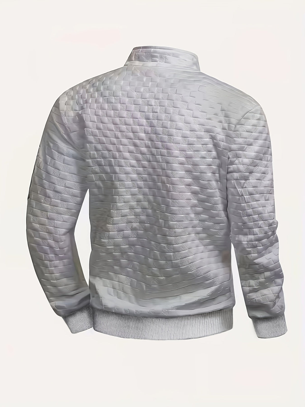 Herren Stehkragen Pullover mit Reißverschluss, gesteppt, Schwarz