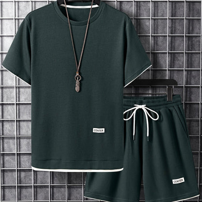 Herren Freizeit-Set Kurzarm T-Shirt & Shorts Lounge Outfit – Bequemes Sommer Homewear