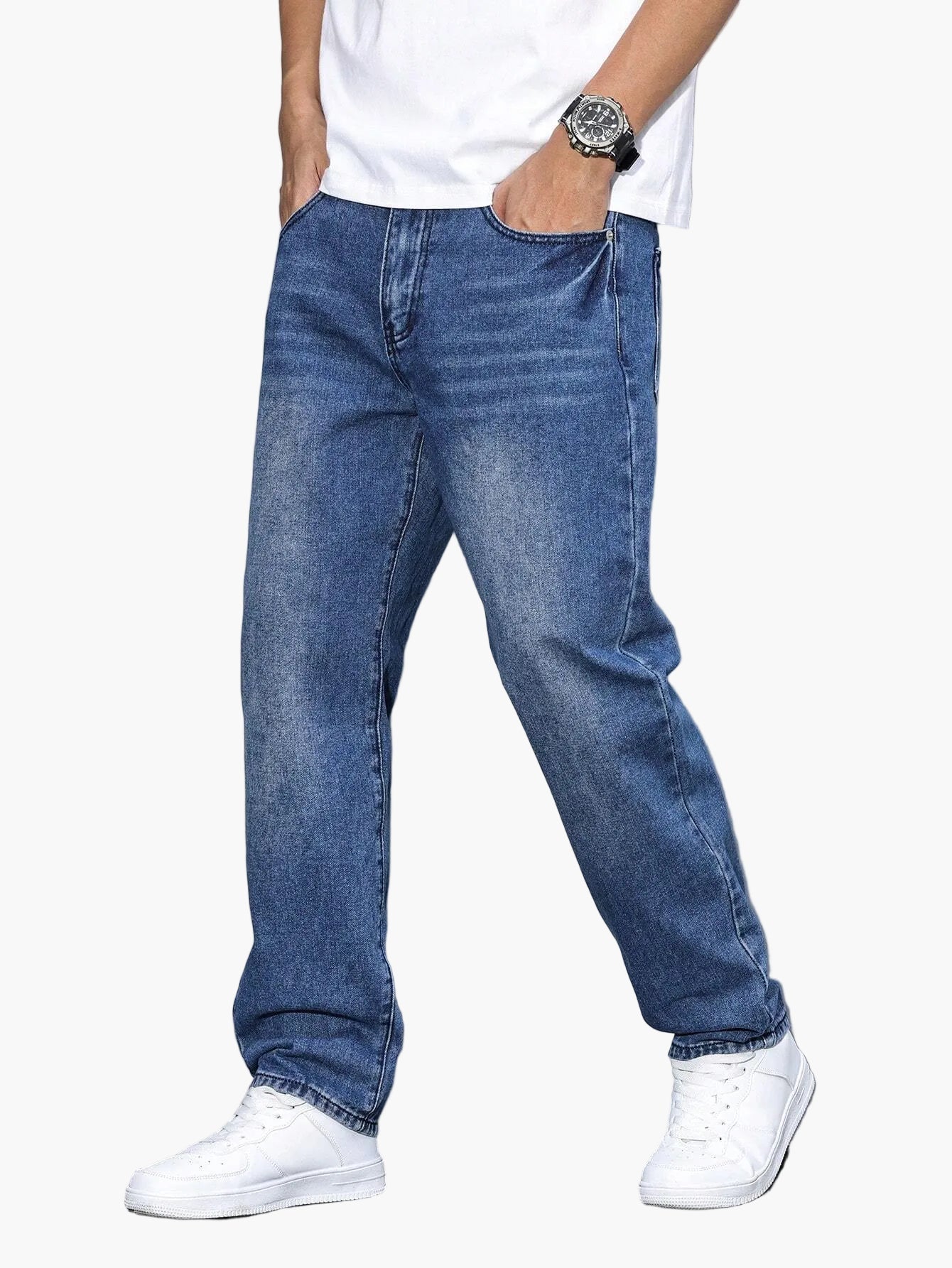 Herren Relaxed Fit Straight Leg Jeans – Lässige Streetwear Style Hose