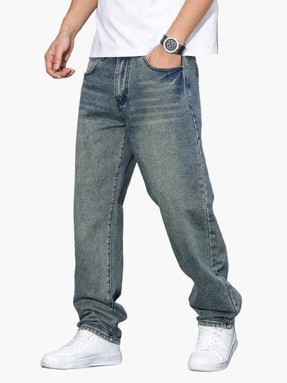 Herren Relaxed Fit Straight Leg Jeans – Lässige Streetwear Style Hose