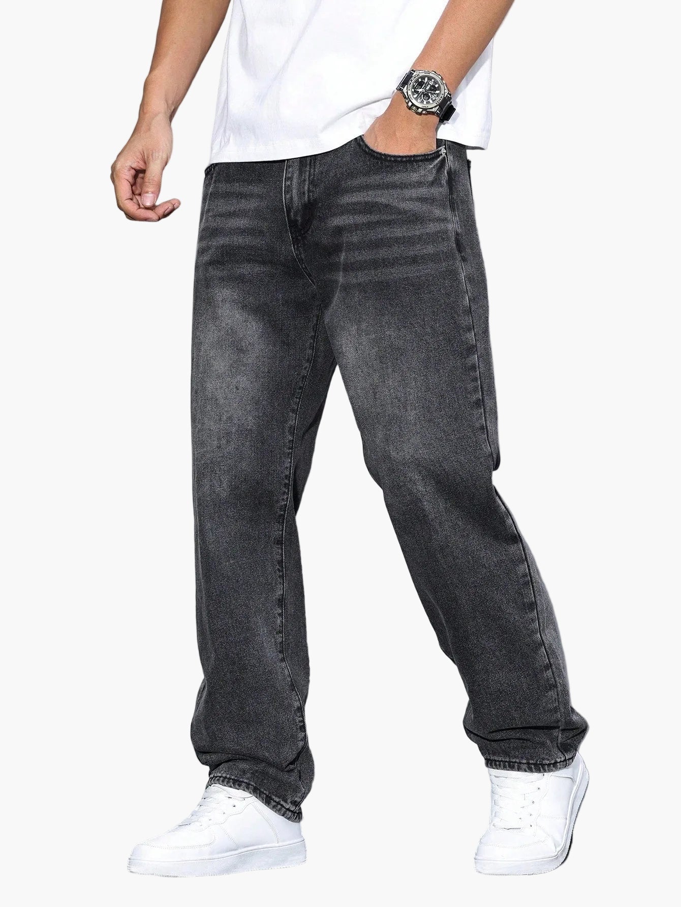 Herren Relaxed Fit Straight Leg Jeans – Lässige Streetwear Style Hose