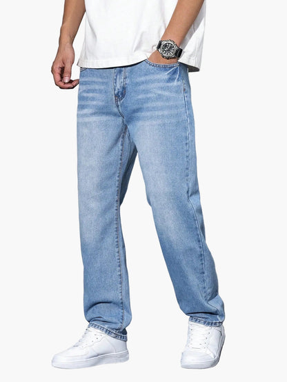 Herren Relaxed Fit Straight Leg Jeans – Lässige Streetwear Style Hose