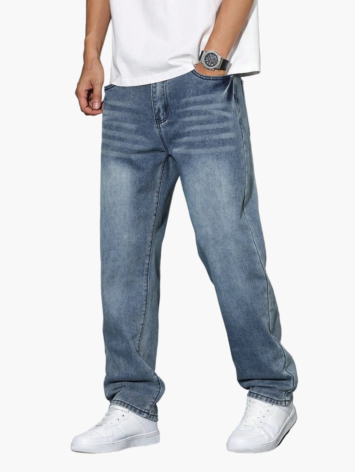 Herren Relaxed Fit Straight Leg Jeans – Lässige Streetwear Style Hose