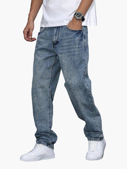 Herren Relaxed Fit Straight Leg Jeans – Lässige Streetwear Style Hose