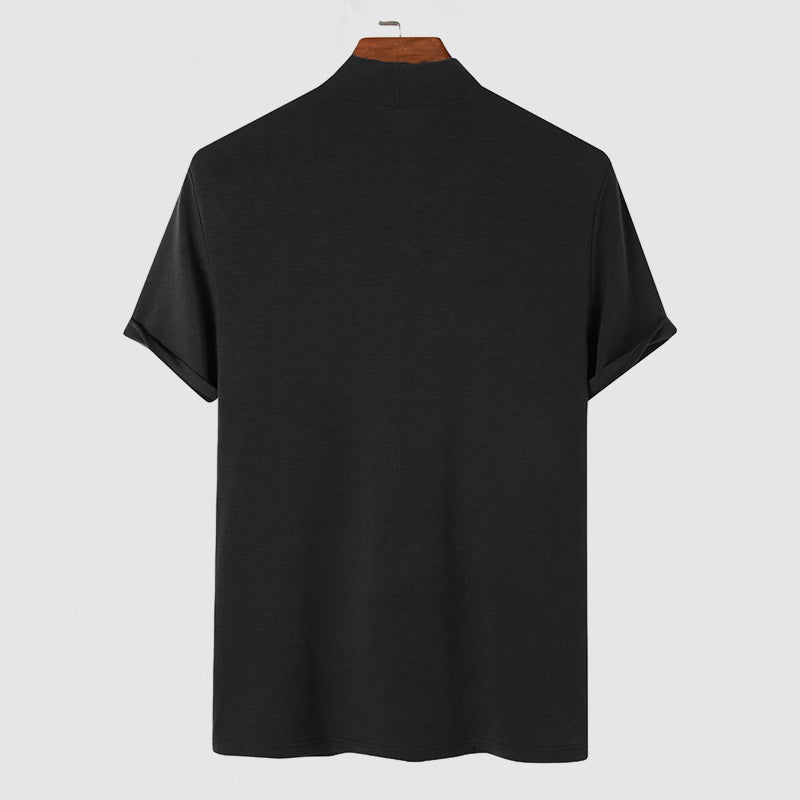 Herren Stretch-T-Shirt mit Stehkragen – Modernes Basic für Business und Alltag