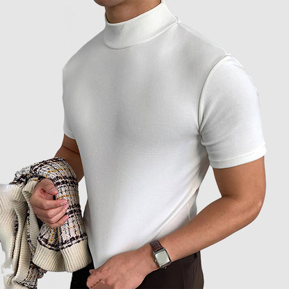 Herren Stretch-T-Shirt mit Stehkragen – Modernes Basic für Business und Alltag
