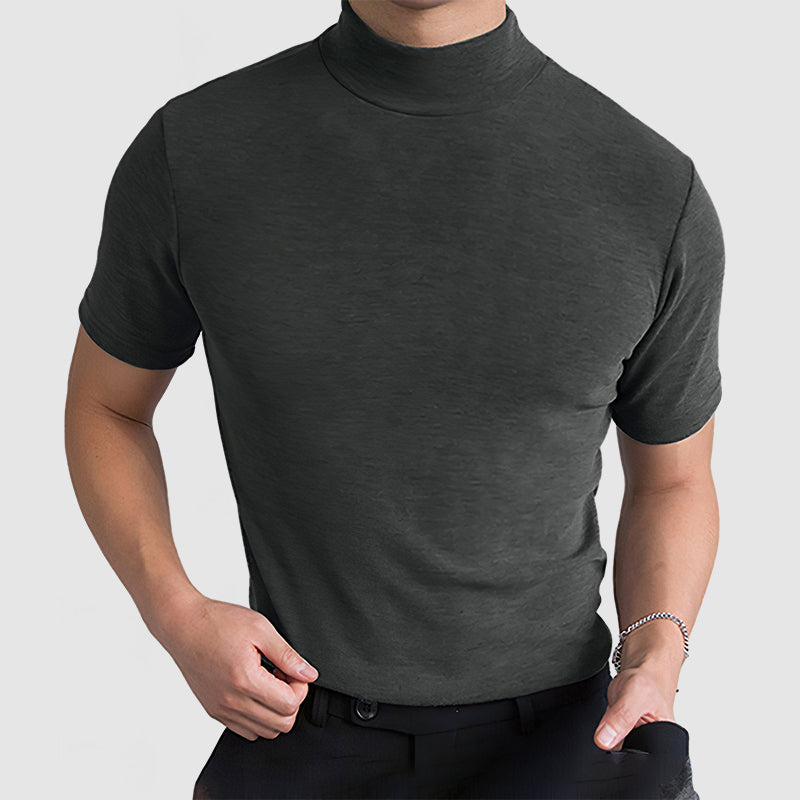 Herren Stretch-T-Shirt mit Stehkragen – Modernes Basic für Business und Alltag