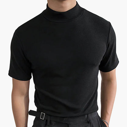 Herren Stretch-T-Shirt mit Stehkragen – Modernes Basic für Business und Alltag