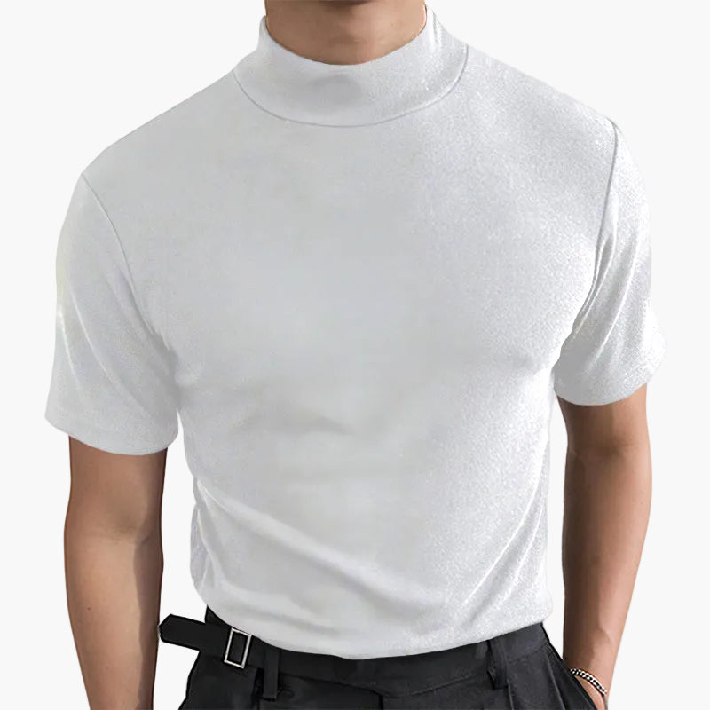Herren Stretch-T-Shirt mit Stehkragen – Modernes Basic für Business und Alltag