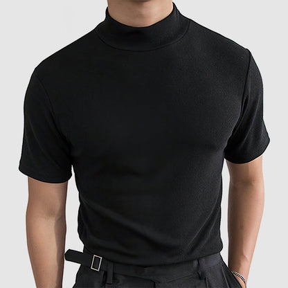 Herren Stretch-T-Shirt mit Stehkragen – Modernes Basic für Business und Alltag