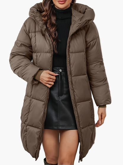 Damen Winter Steppmantel mit Kapuze – Eleganter, Wärmender Mantel für Alltag & Freizeit