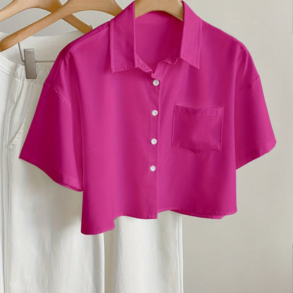Damen Kurzarm Bluse im modernen Cropped-Look – Lässig & vielseitig kombinierbar
