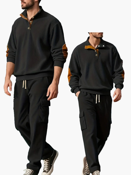 Herren Freizeit-Set mit Stehkragen und Cargohose – Modischer Komfort für Herbst und Winter