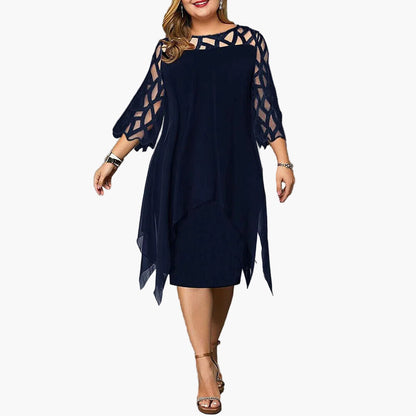 Damen Midikleid Übergröße Elegant mit Spitzenärmeln – Stilvolles Festkleid für festliche Anlässe