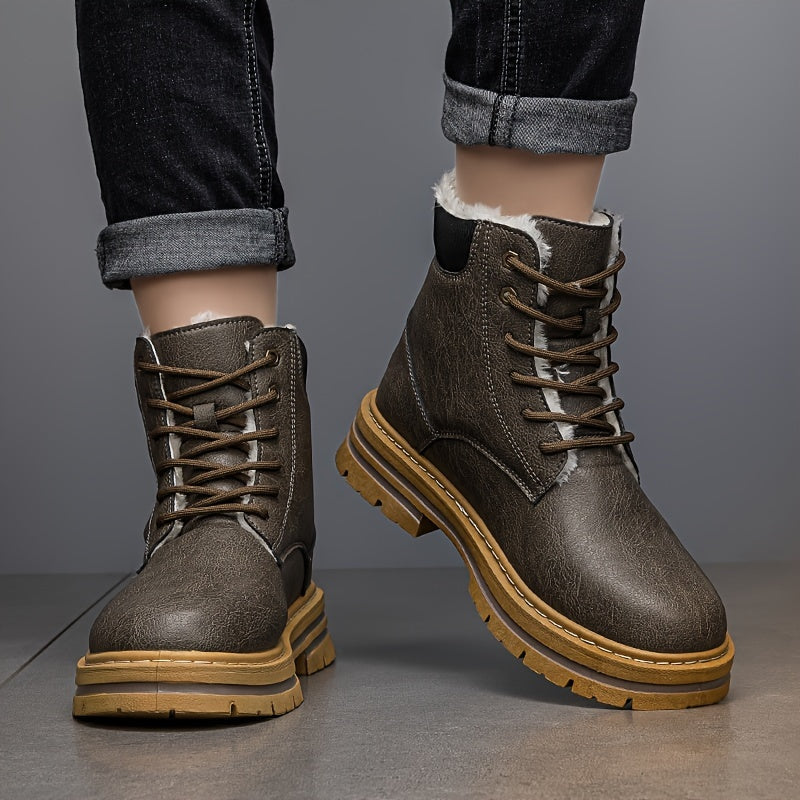 Herren Winterstiefel gefüttert Schnürstiefel Stiefelette mit Profilsohle