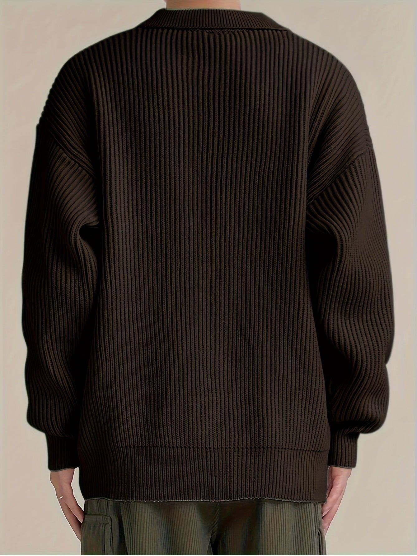 Gerippter Herren Cardigan mit Kragen und Knopfleiste, lässige Strickjacke für Männer