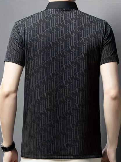 Herren Poloshirt mit modernem Muster und Knopfleiste – Stilvoll für Freizeit & Alltag