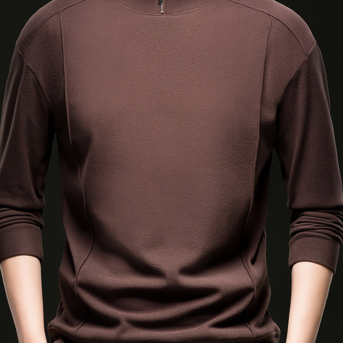 Herren Halb-Reißverschluss Sweatshirt Stehkragen Langarm Weiß
