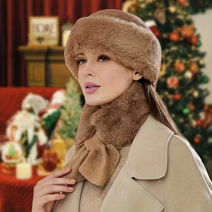Winter Set Pelzimitat 3-teilig: Hut, Schal & Handschuhe mit Kunstfellbesatz, Warme Winteraccessoires