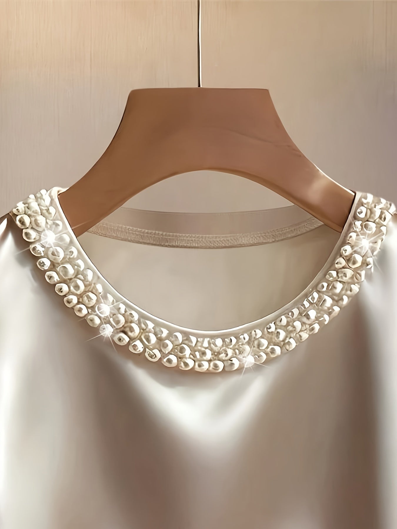 Damen Elegantes Ärmelloses Top mit Perlenverzierung am Ausschnitt – Stilvoll für festliche Anlässe und Abendmode