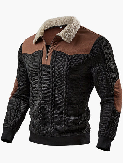Herren Strickpullover mit Teddykragen und Zier-Reißverschluss – Stilvoller Freizeitpullover für Herbst und Winter