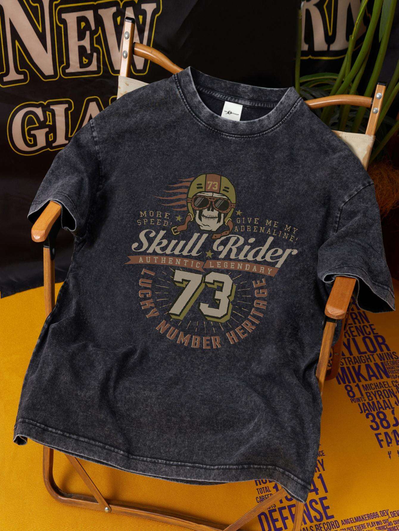 Herren Vintage Graphic T-Shirt Skull Rider 73 – Retro Style Freizeitshirt