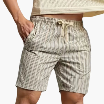 Herren Freizeit Short mit Kordelzug und Streifenmuster – Bequeme Sommer-Bermuda für Alltag & Golf
