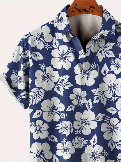 Herren Hawaiihemd im floralen Urlaubsstil – Kurzarm Freizeithemd für Strand und Sommer