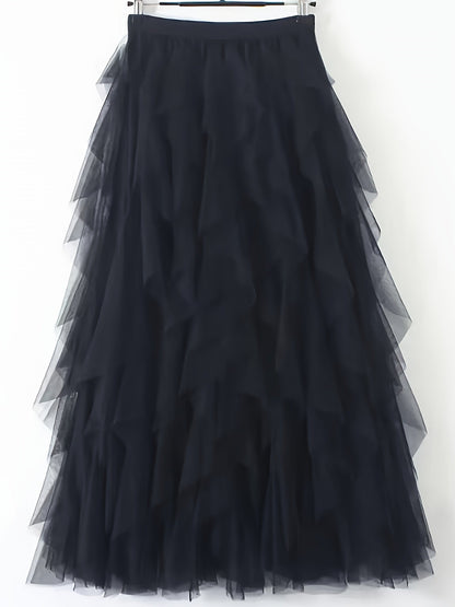 Damen Eleganter Maxirock mit Stufen und Volants für festliche Anlässe