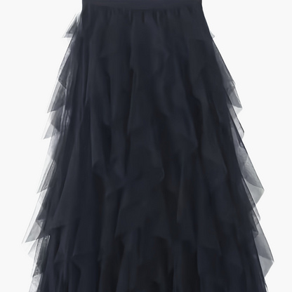Damen Eleganter Maxirock mit Stufen und Volants für festliche Anlässe
