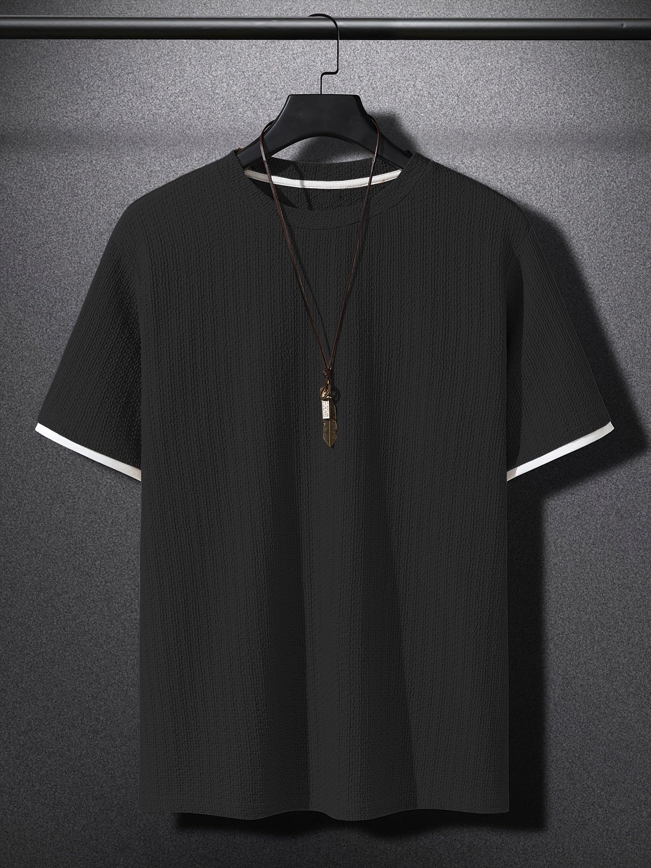 Herren T-Shirt mit Struktur, Modernes Kurzarm Basic, Freizeit & Urban Style