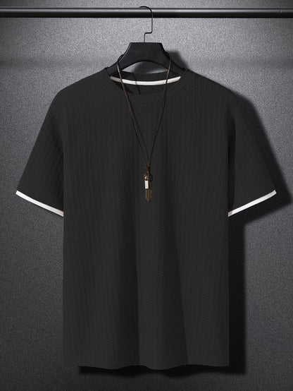 Herren T-Shirt mit Struktur, Modernes Kurzarm Basic, Freizeit & Urban Style