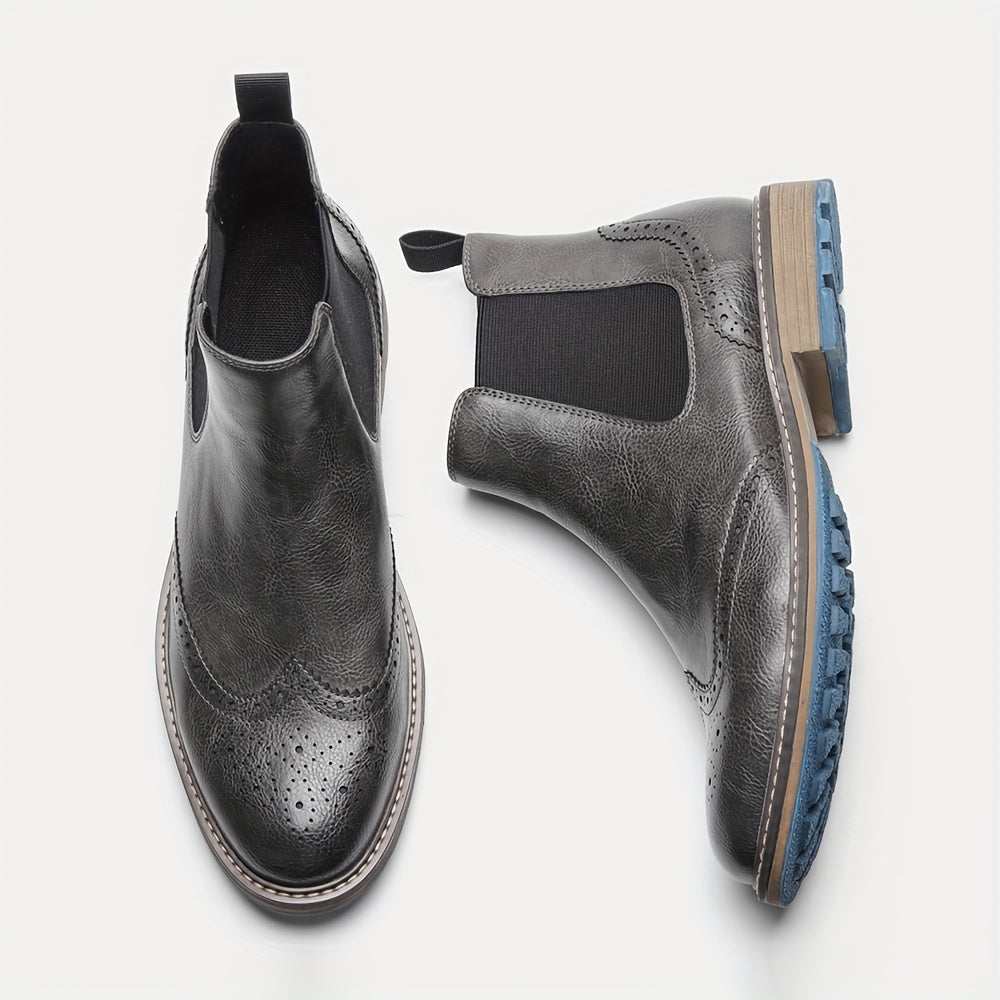Chelsea Boots Herren Brogue-Stil mit elastischen Einsätzen und Profilsohle
