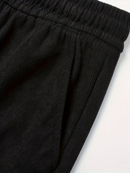 Cordhose Herren Winter warm gefüttert Jogginghose Schwarz