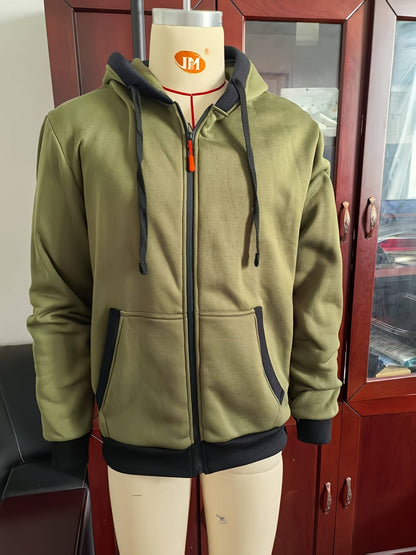 Unisex Kapuzenjacke mit Reißverschluss, kontrastierender Kapuze und Bündchen, seitliche Taschen