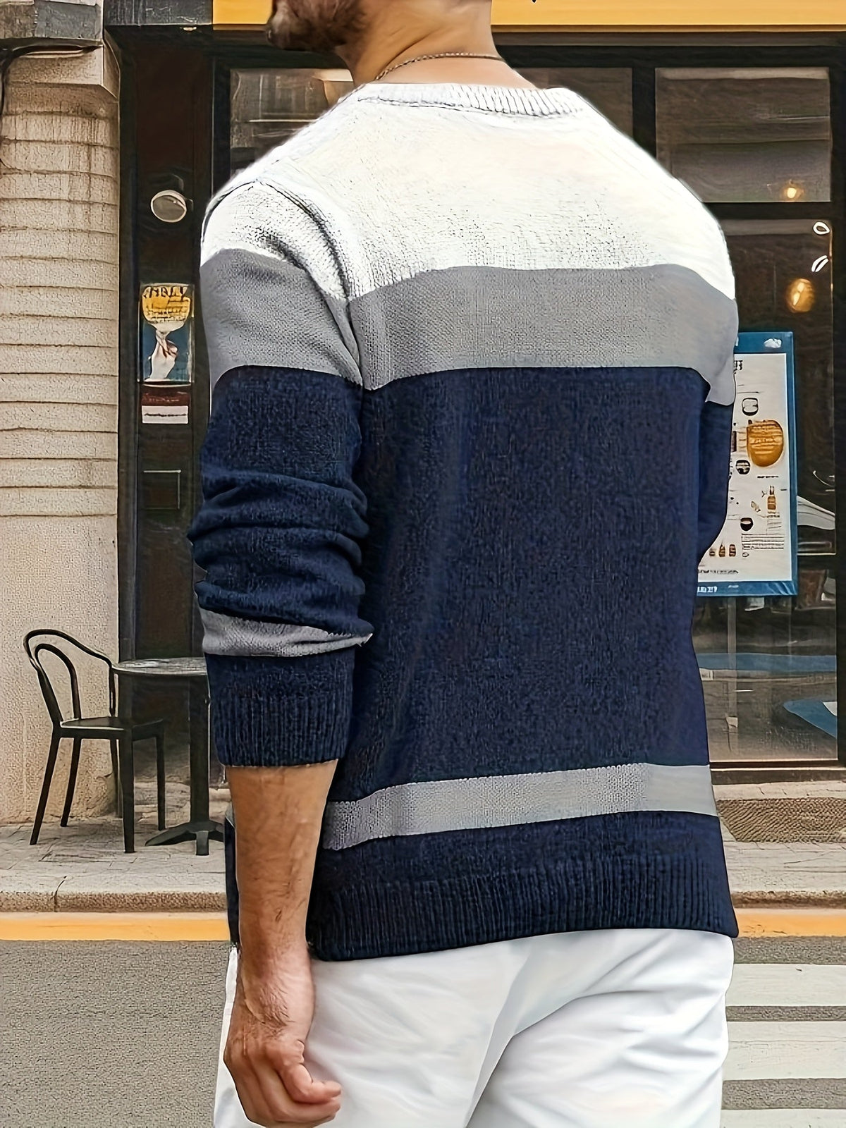 Herren Strickpullover Rundhals Zopfmuster Mehrfarbig